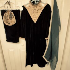 Super Sale‼️Black and Gold Velvet Salwaar Kameez cold shoulder neck 23”